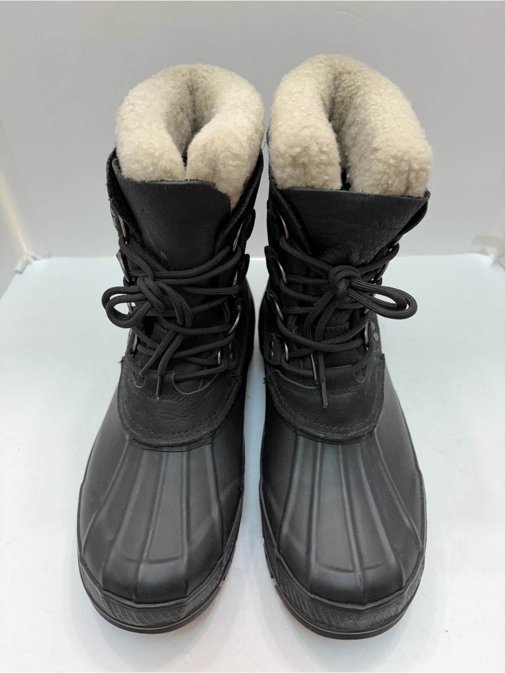 Polo Ralph Lauren Mens Landen Black Duck Boots Shearling Fleece Snow Shoes Sz9D
